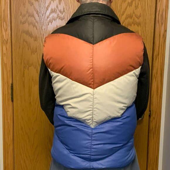 Campus - Vintage Down Filled Vest Jacket Rust, Light Gray & Blue - Picture 3 of 11